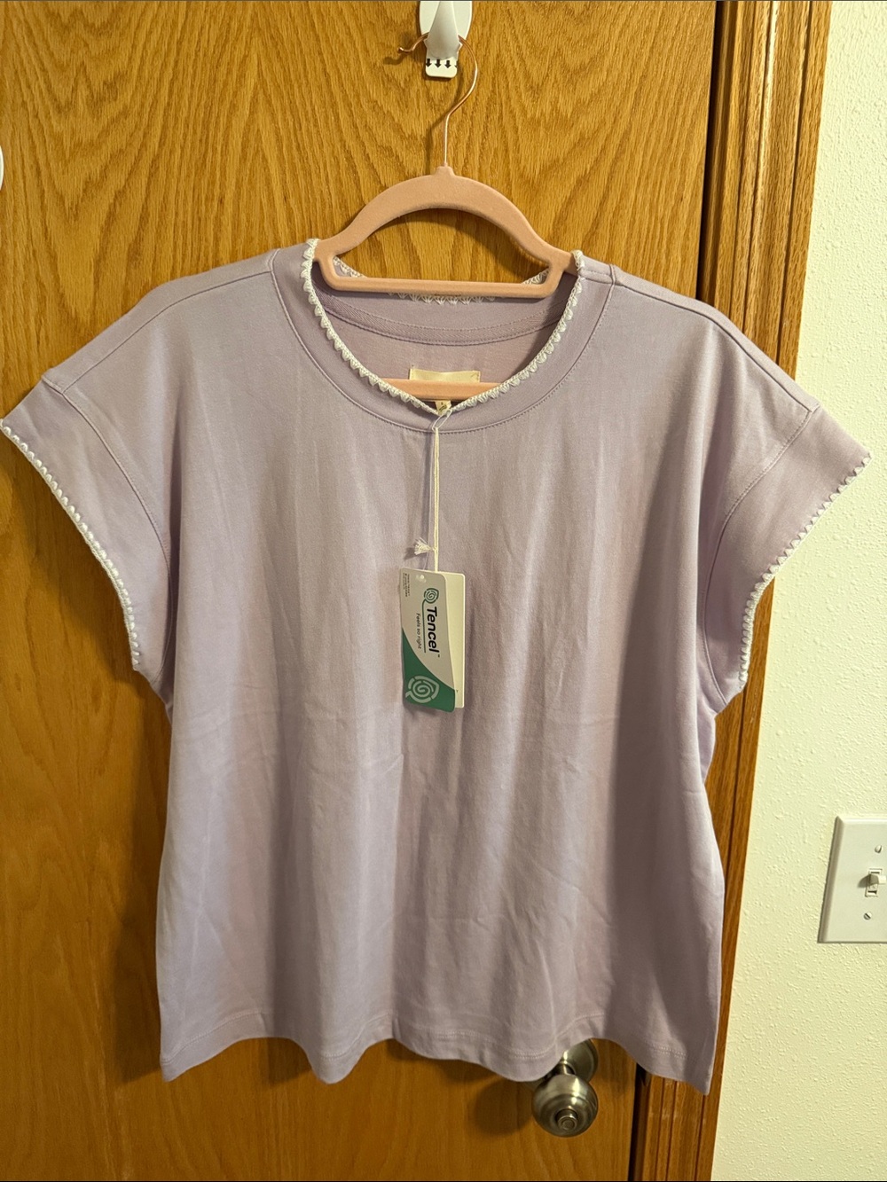 Thread & Supply Light Lavender Short Sleeve Tee with White Trim